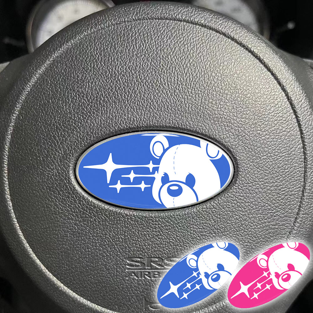 Subaru Bear Steering Wheel Sticker