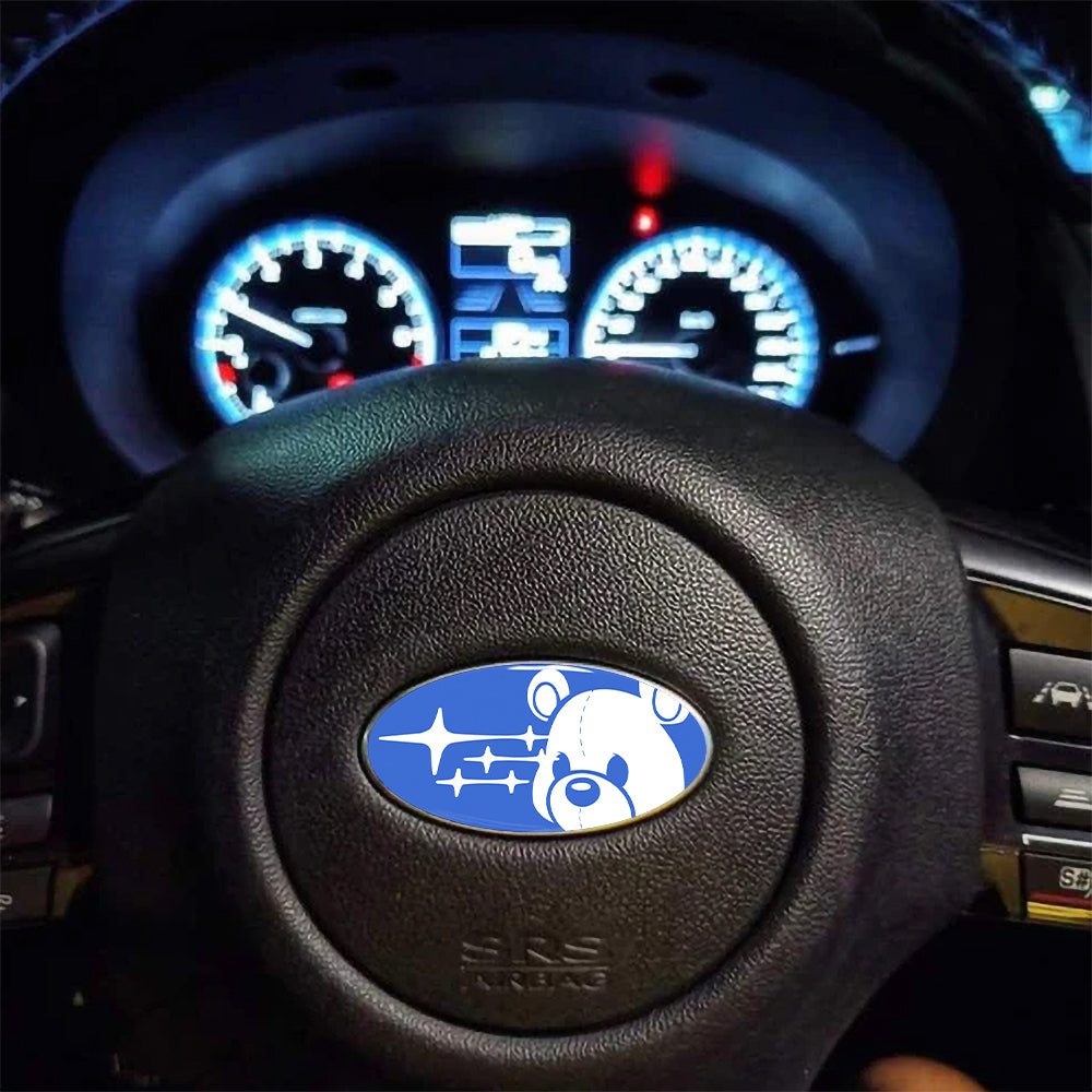 Subaru Bear Steering Wheel Sticker