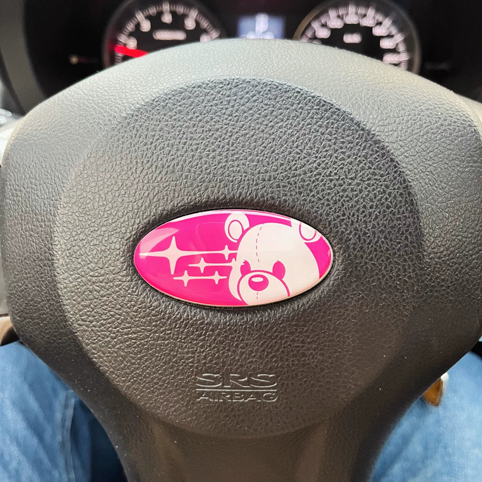 Subaru Bear Steering Wheel Sticker